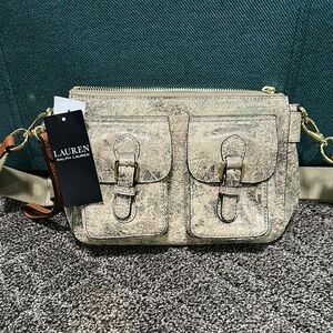 Lauren Ralph Lauren Metallic Tan Noa Bag with Adjustable Strap